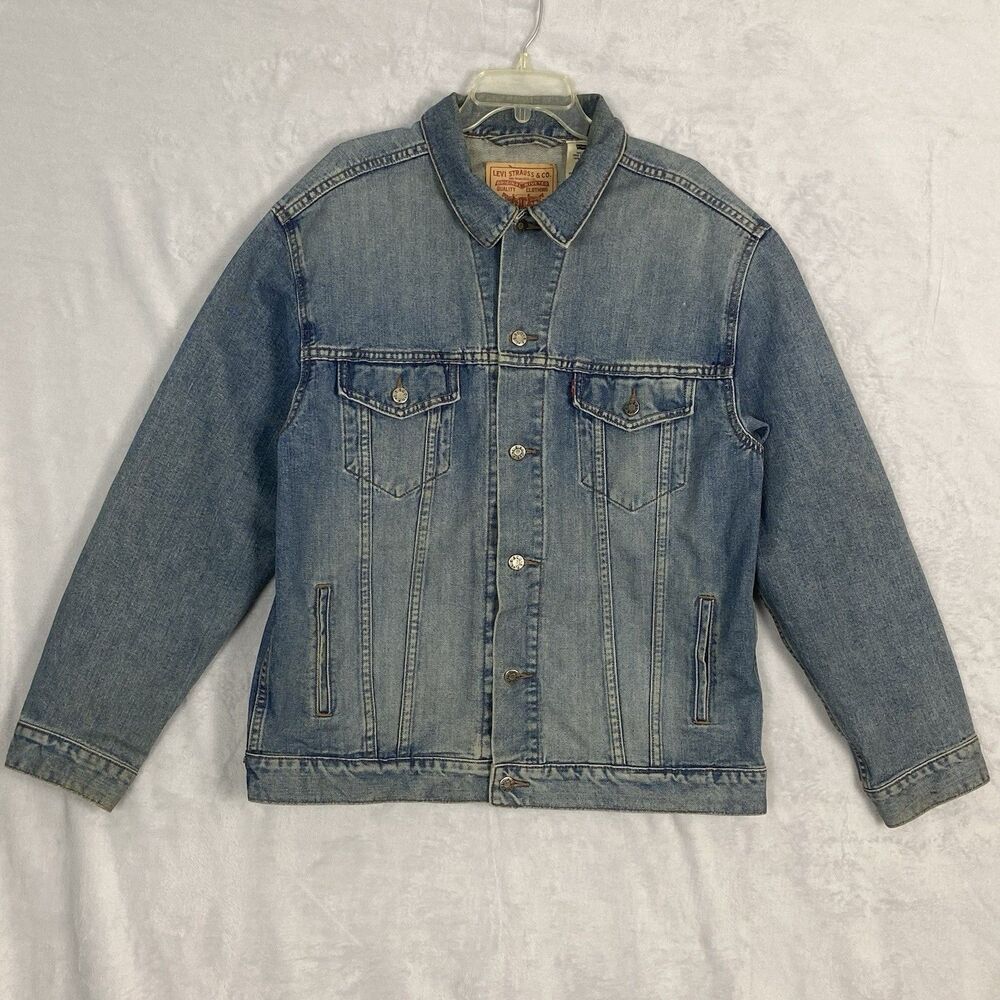 Levi's Standard Trucker Jacket Mens XL Blue Denim 70507 Distressed Classic
